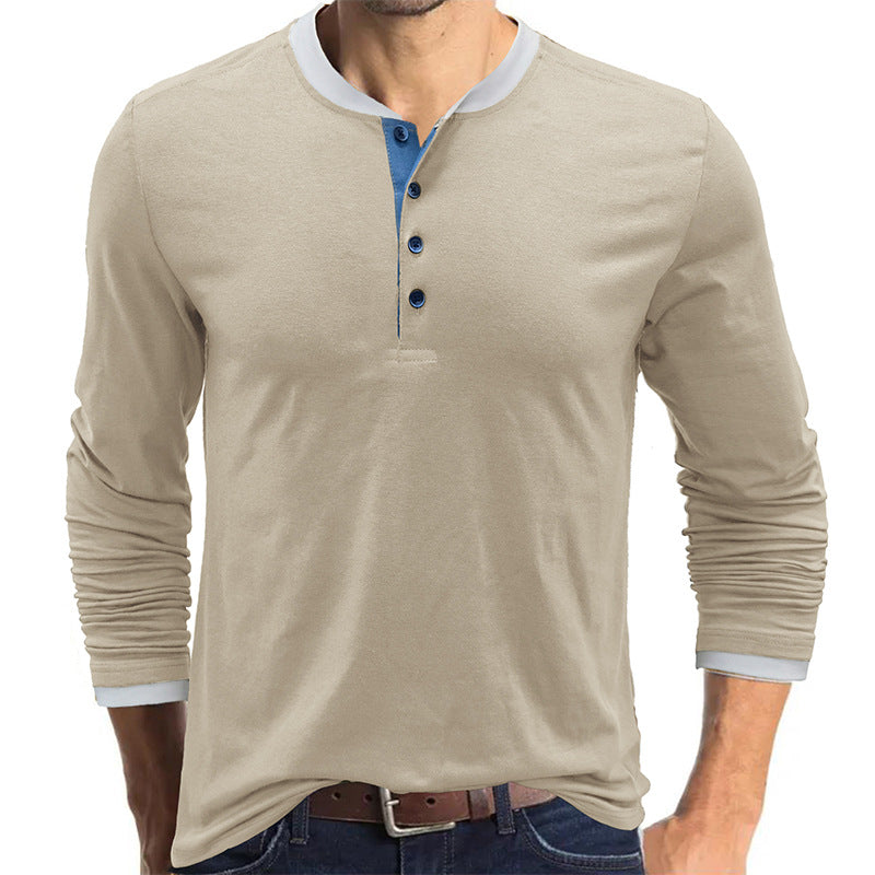 Men's long sleeve round neck t-shirt men's bottoming shirt men's henley t-shirt clothes