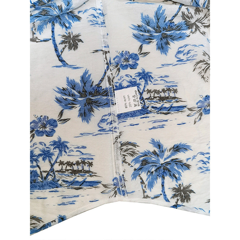 Printed short-sleeved shirt, men's beach shirt, men's shirt