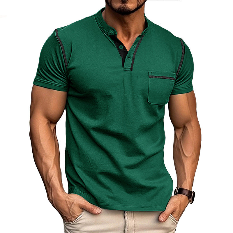 Summer men's short-sleeved men's T-shirts, men's color matching T-shirts