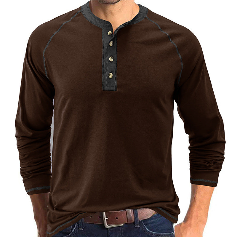 Men's long-sleeved round neck T-shirt, men's base shirt, men's T-shirt