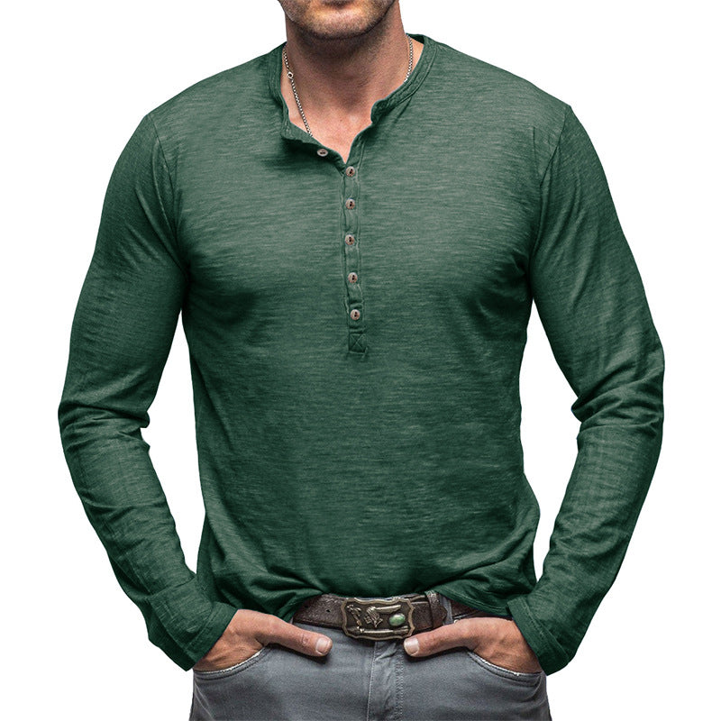 Autumn and winter men's long-sleeved T-shirts for men, outdoor men's bamboo cotton tops