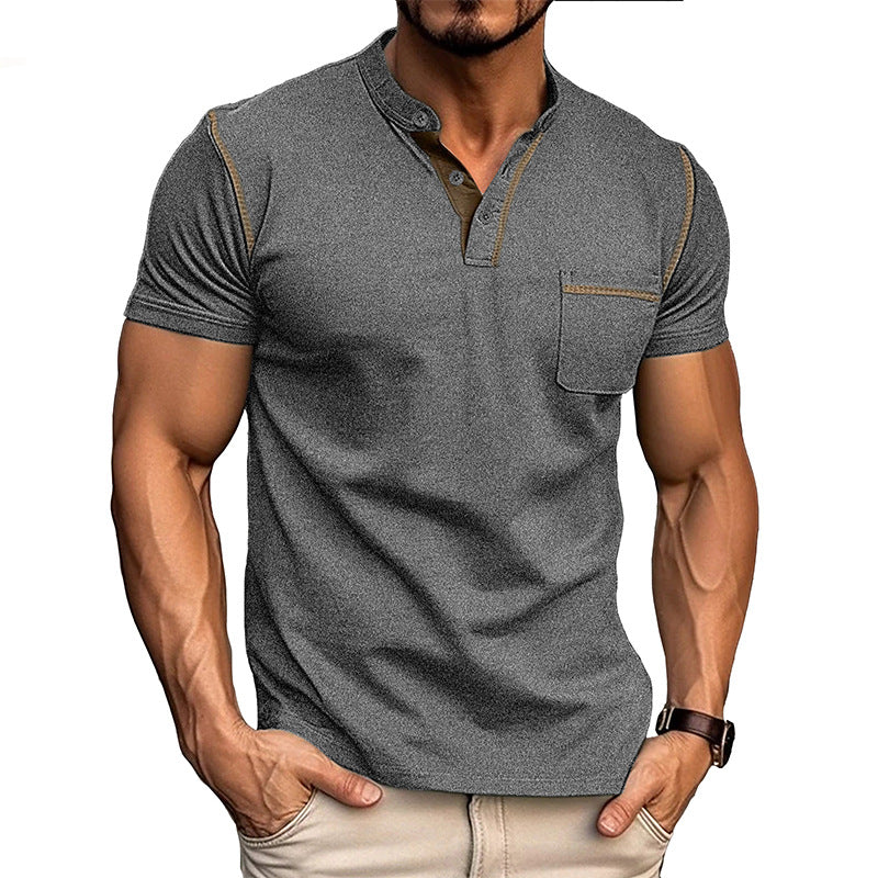 Summer men's short-sleeved men's T-shirts, men's color matching T-shirts