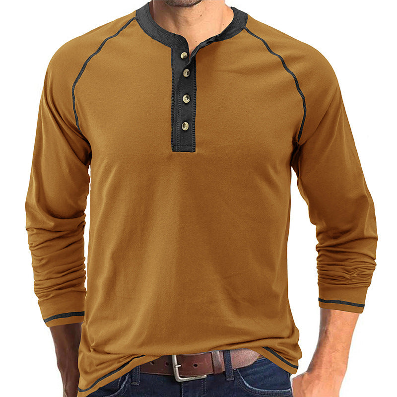 Men's long-sleeved round neck T-shirt, men's base shirt, men's T-shirt