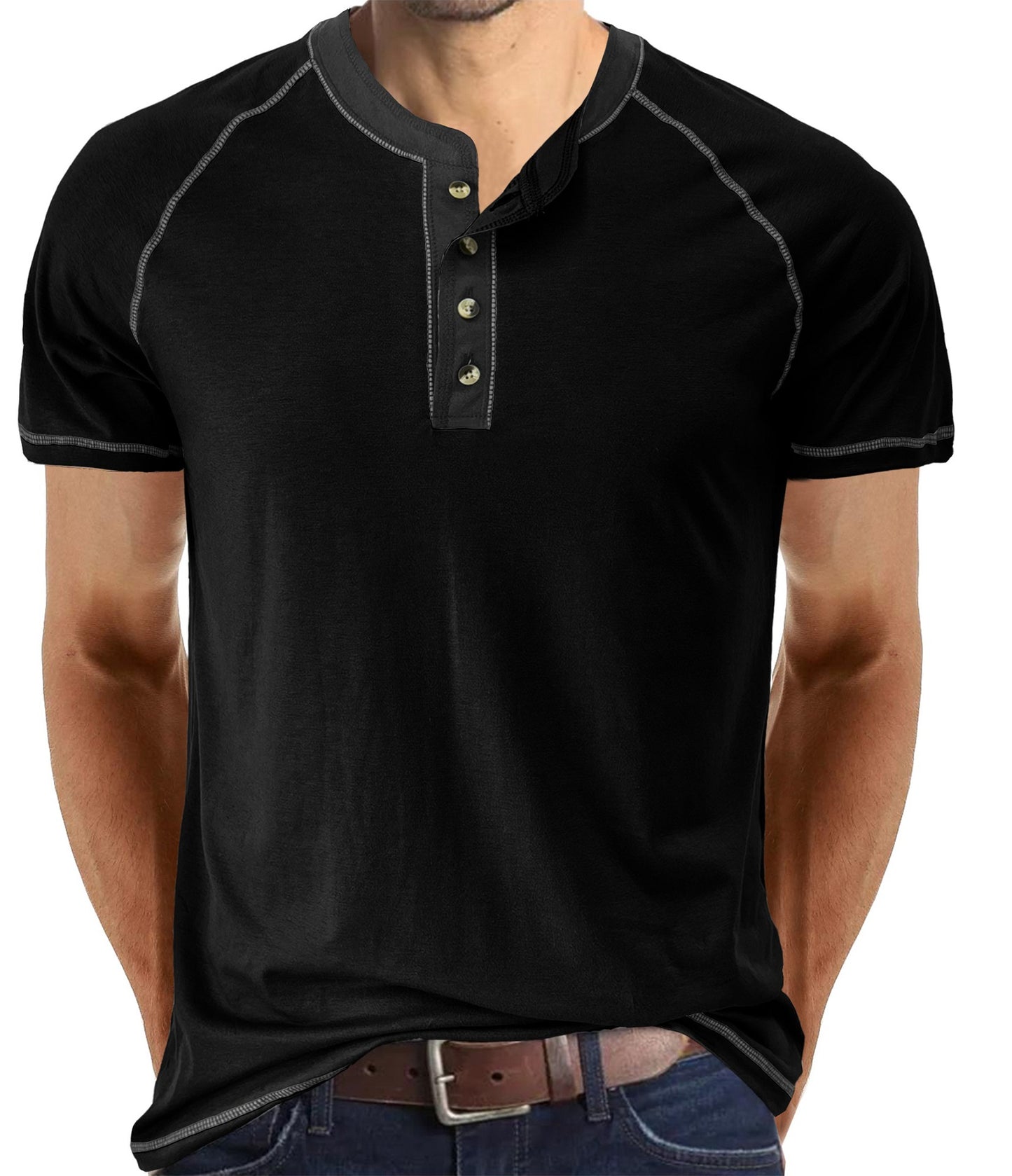 Summer men's short-sleeved men's T-shirts, men's color matching T-shirts