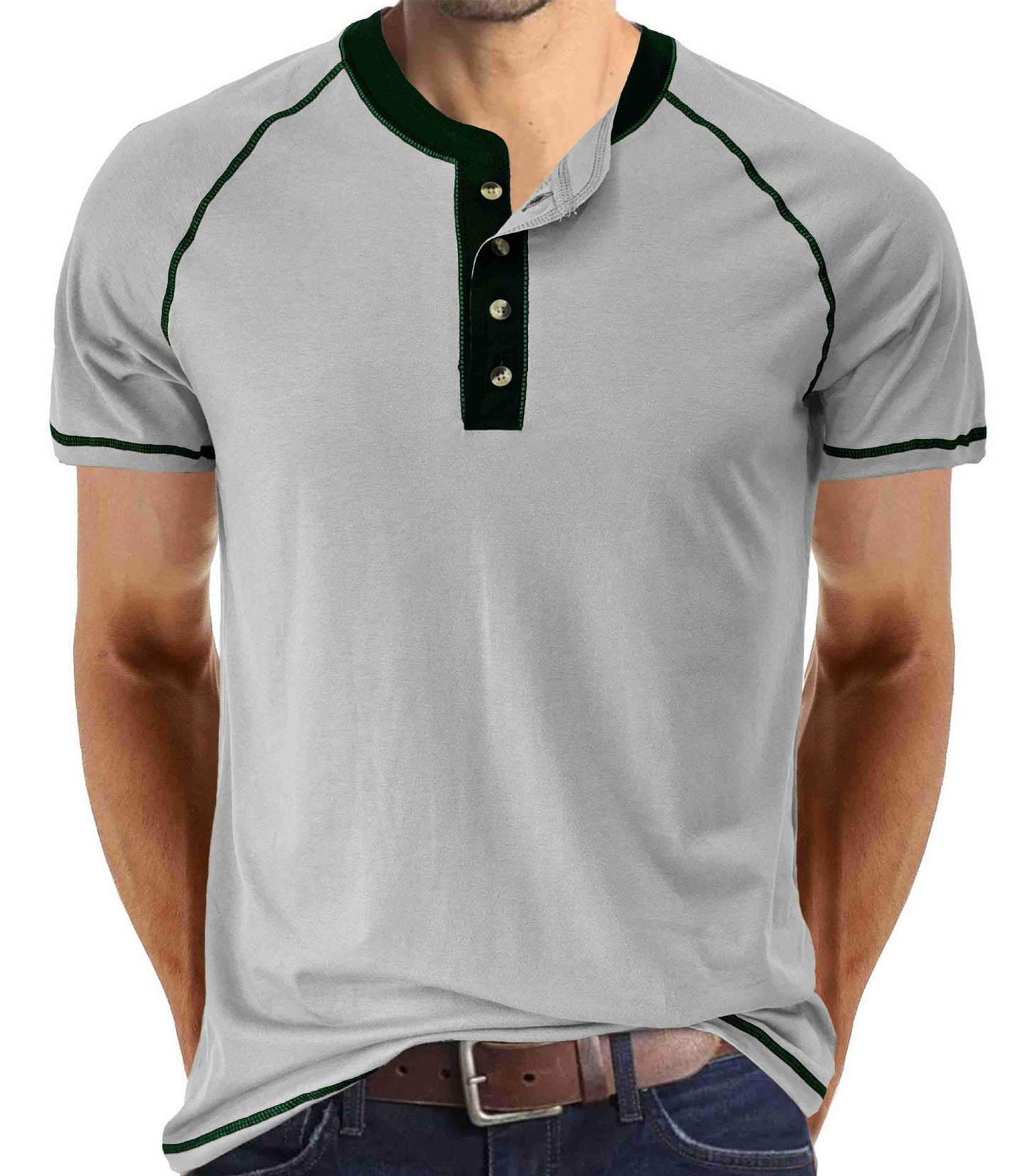 Summer men's short-sleeved men's T-shirts, men's color matching T-shirts