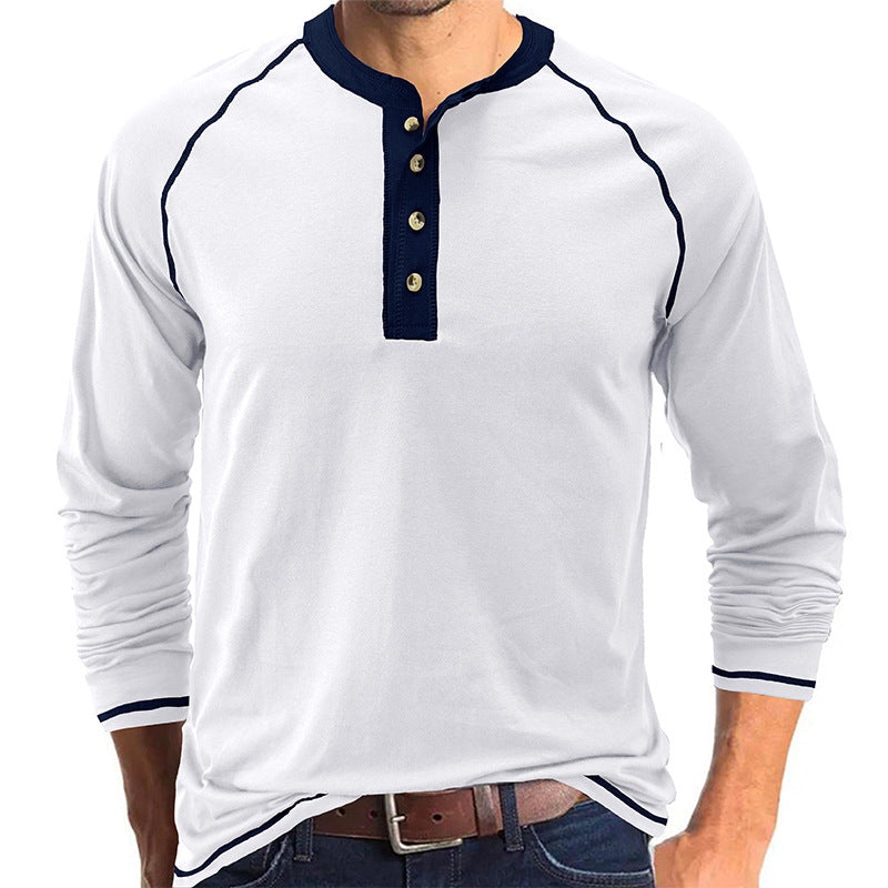 Men's long-sleeved round neck T-shirt, men's base shirt, men's T-shirt