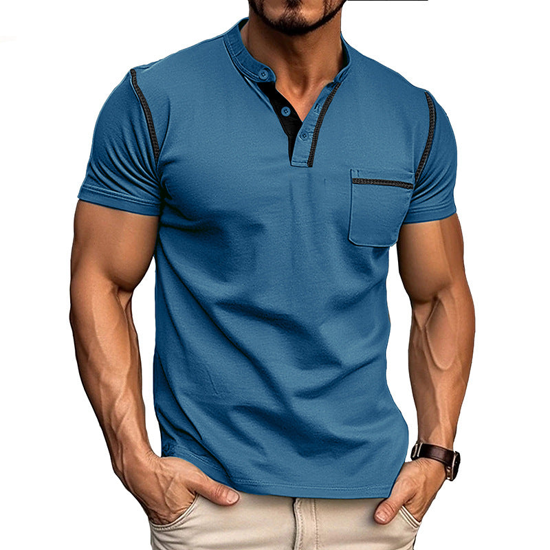 Summer men's short-sleeved men's T-shirts, men's color matching T-shirts