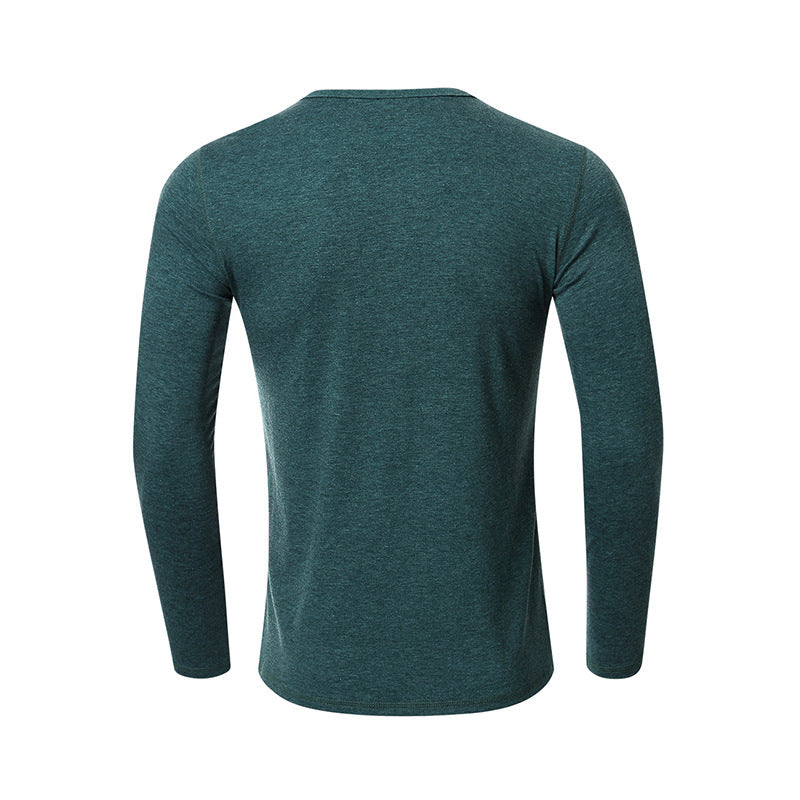 New Men's T-shirt Long Sleeve Bottoming Shirt Men's Solid Color T-shirt Autumn and Winter Clothes