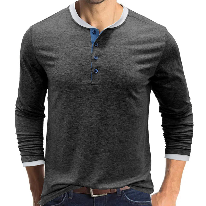 Men's long sleeve round neck t-shirt men's bottoming shirt men's henley t-shirt clothes