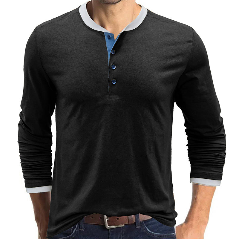 Men's long sleeve round neck t-shirt men's bottoming shirt men's henley t-shirt clothes