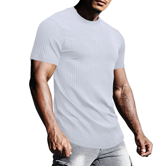 Men's sports tight short-sleeved T-shirt Men's round-neck top Fitness corset