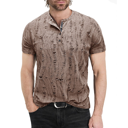 Men's short-sleeved T-shirt Men's fashion Henry shirt Men's casual tops