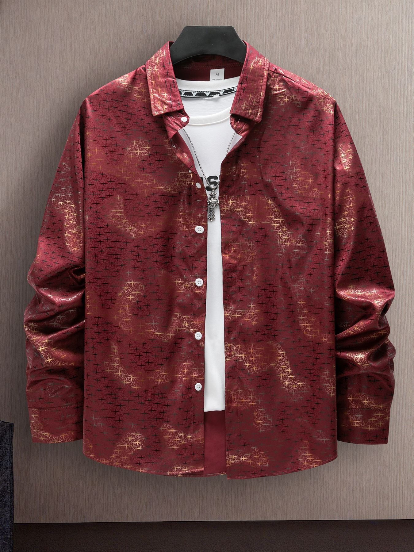 Hot-selling fashion star hot stamping print casual long-sleeved shirt