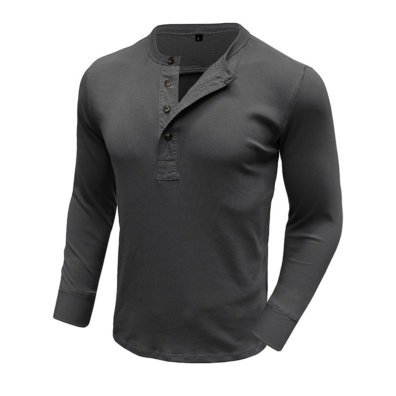 Men's long-sleeved round neck T-shirt for autumn and winter, slim-fitting casual tops for men