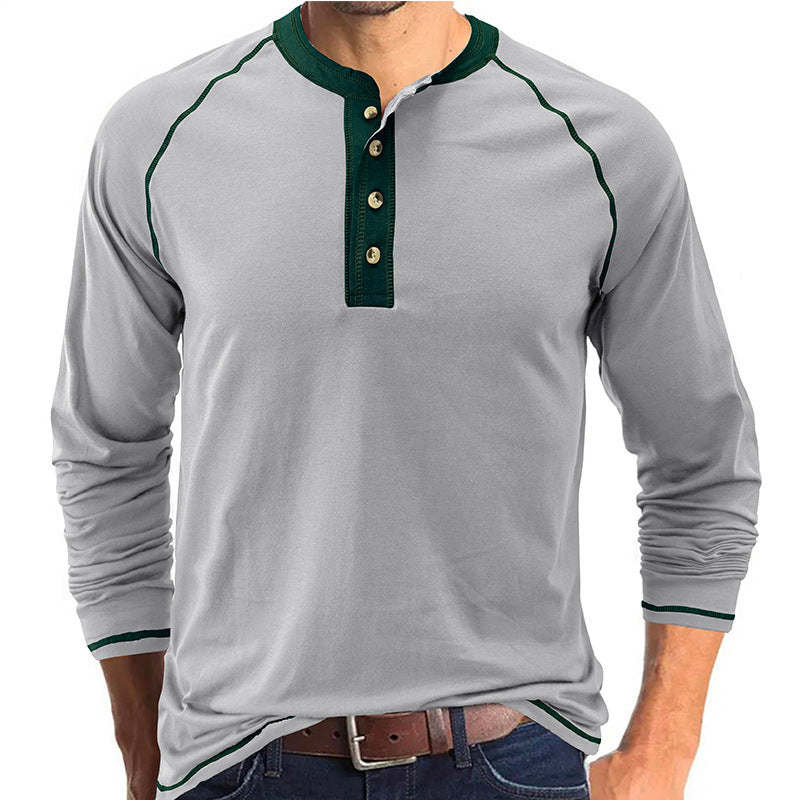 Men's long-sleeved round neck T-shirt, men's base shirt, men's T-shirt