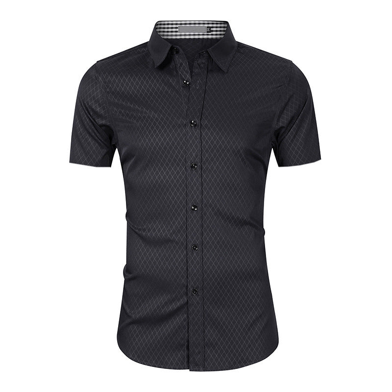 Men's short-sleeved shirts, new business high-end men's formal wear, iron-free men's shirts