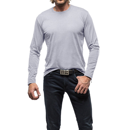 Men's new solid color round neck long sleeve t-shirt men's pure cotton bottoming shirt top T-Shirt