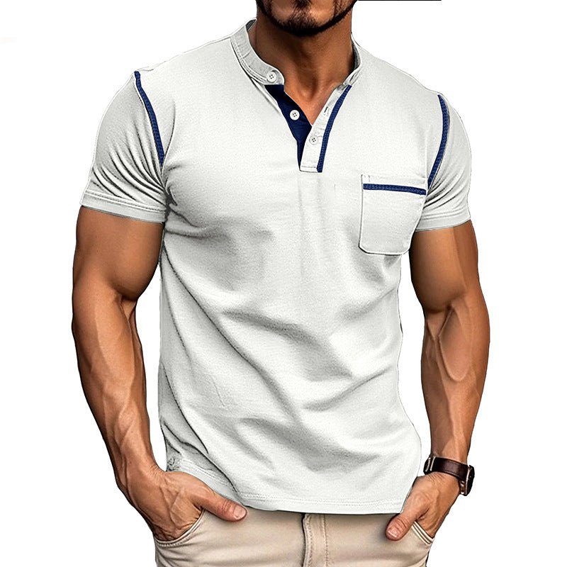 Summer men's short-sleeved men's T-shirts, men's color matching T-shirts