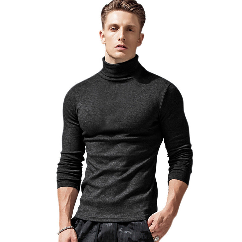 Turtleneck men's long-sleeved T-shirt European and American bottoming shirt casual inner tops men