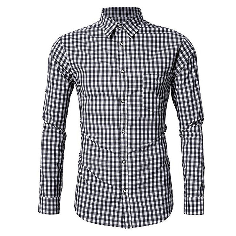 Men's Shirts Slim Fit Long Sleeve Shirts Plaid Shirts