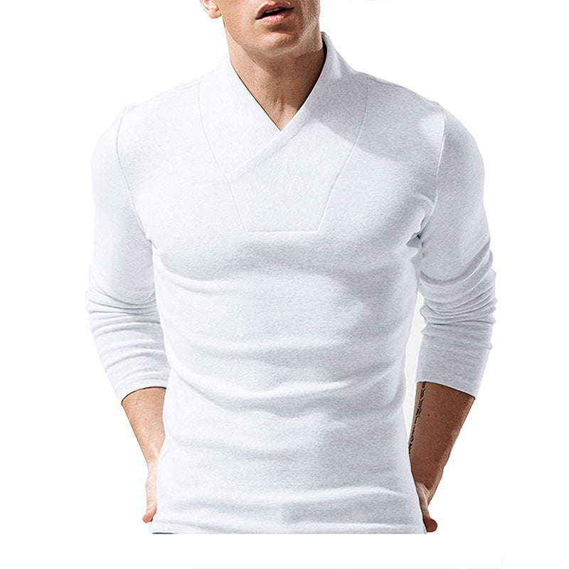 Autumn and winter high collar warm bottoming shirt men's long sleeve t-shirt thickened t-shirt tops men's clothing