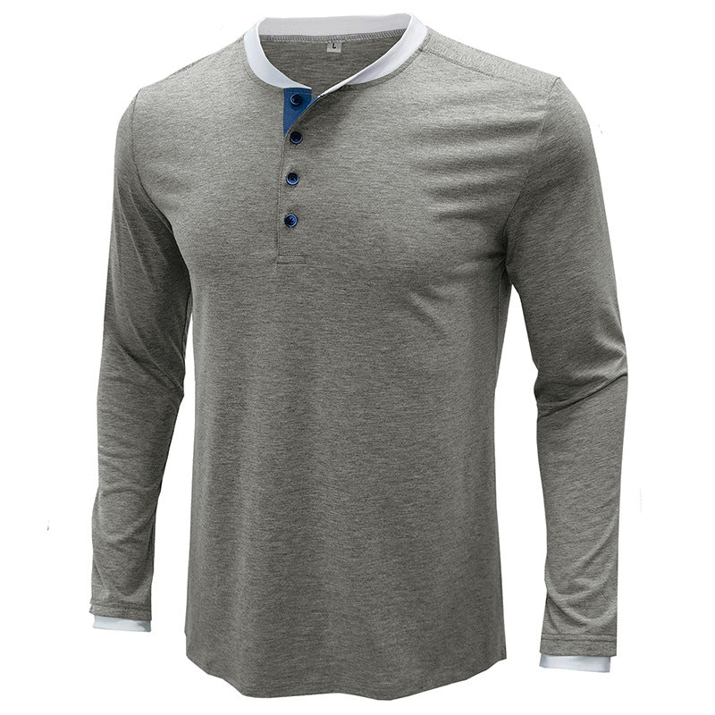 Men's long sleeve round neck t-shirt men's bottoming shirt men's henley t-shirt clothes