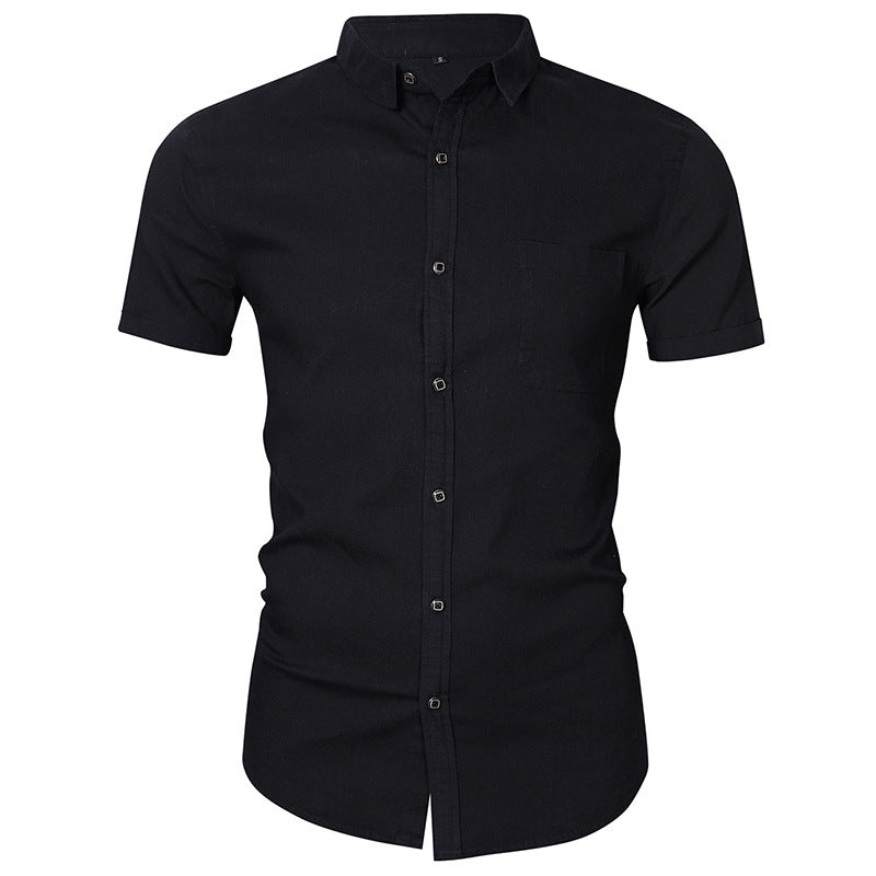 Men's denim short-sleeved shirts, free ironing, casual men's shirts