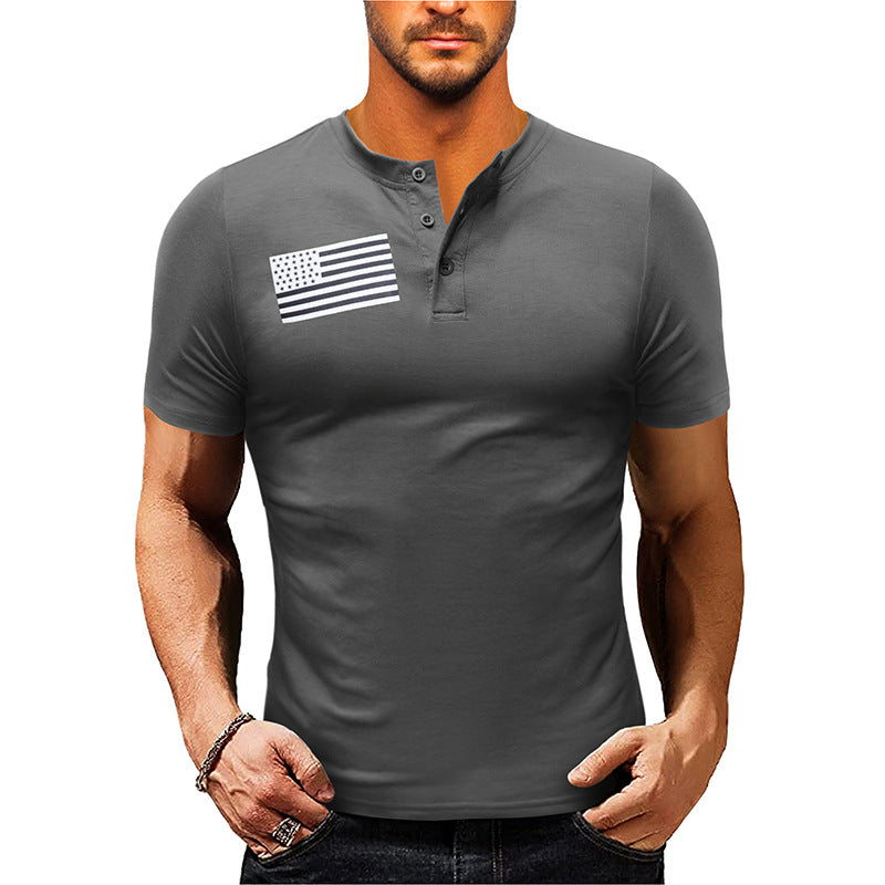 Men's casual button short-sleeved outdoor sports T-shirt Men's military tactical shirt