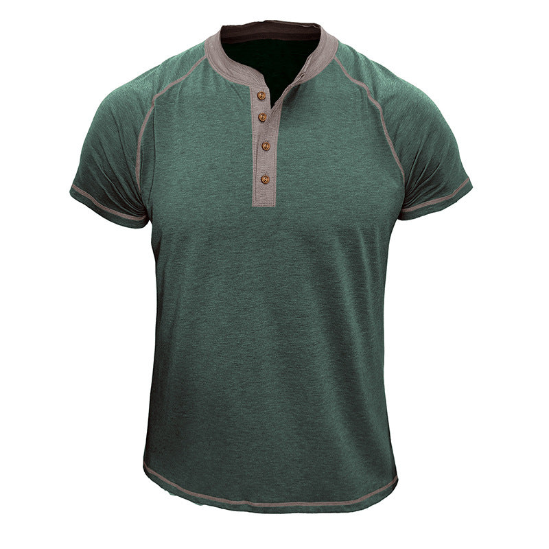 Men's short-sleeved round neck T-shirt Men's T-shirt color-blocking top