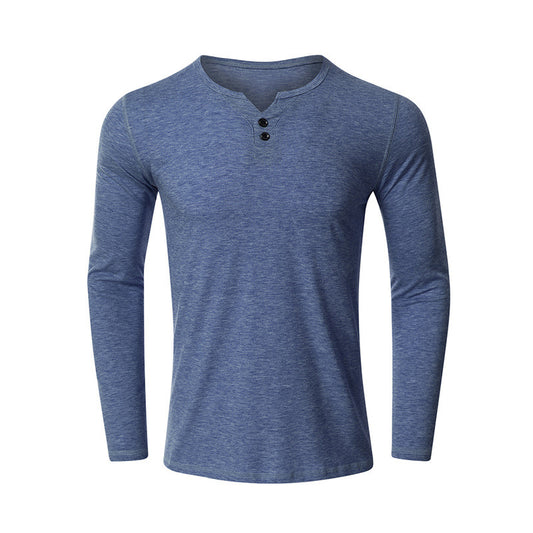 New Men's T-shirt Long Sleeve Bottoming Shirt Men's Solid Color T-shirt Autumn and Winter Clothes