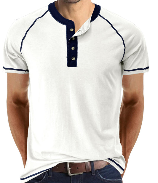 Summer men's short-sleeved men's T-shirts, men's color matching T-shirts