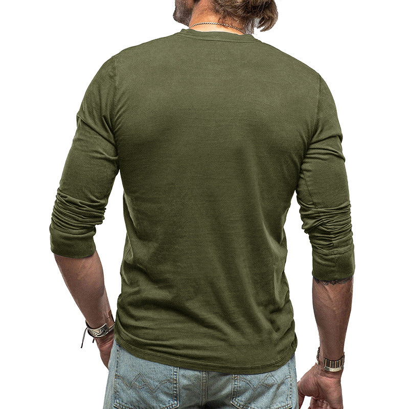 Men's long-sleeved t-shirts, cotton men's bottoming shirts, men's tops