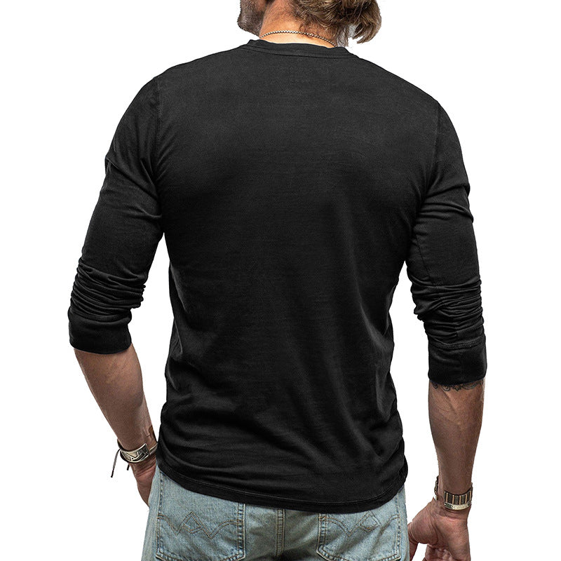 Men's long-sleeved t-shirts, cotton men's bottoming shirts, men's tops