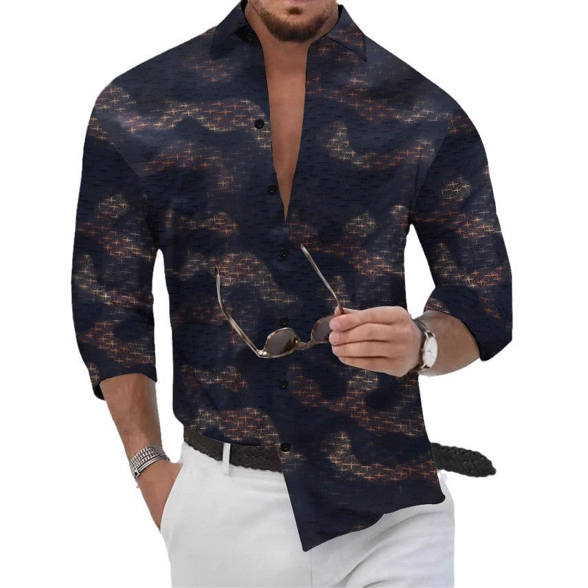 Hot-selling fashion star hot stamping print casual long-sleeved shirt