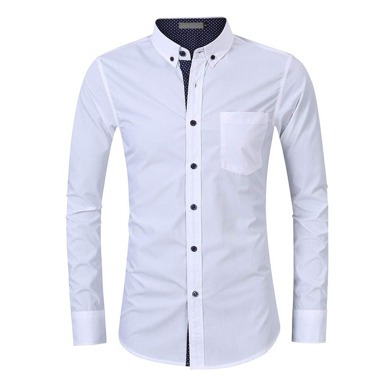 New autumn and winter men's shirts Men's lapel cotton shirts Long-sleeved shirts