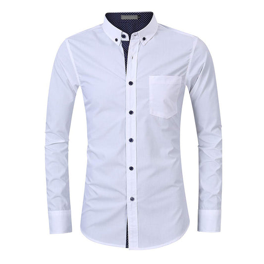 New autumn and winter men's shirts Men's lapel cotton shirts Long-sleeved shirts