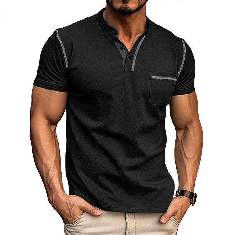 Summer men's short-sleeved men's T-shirts, men's color matching T-shirts