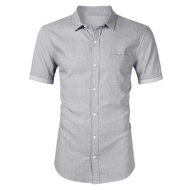 Men's denim short-sleeved shirts, free ironing, casual men's shirts