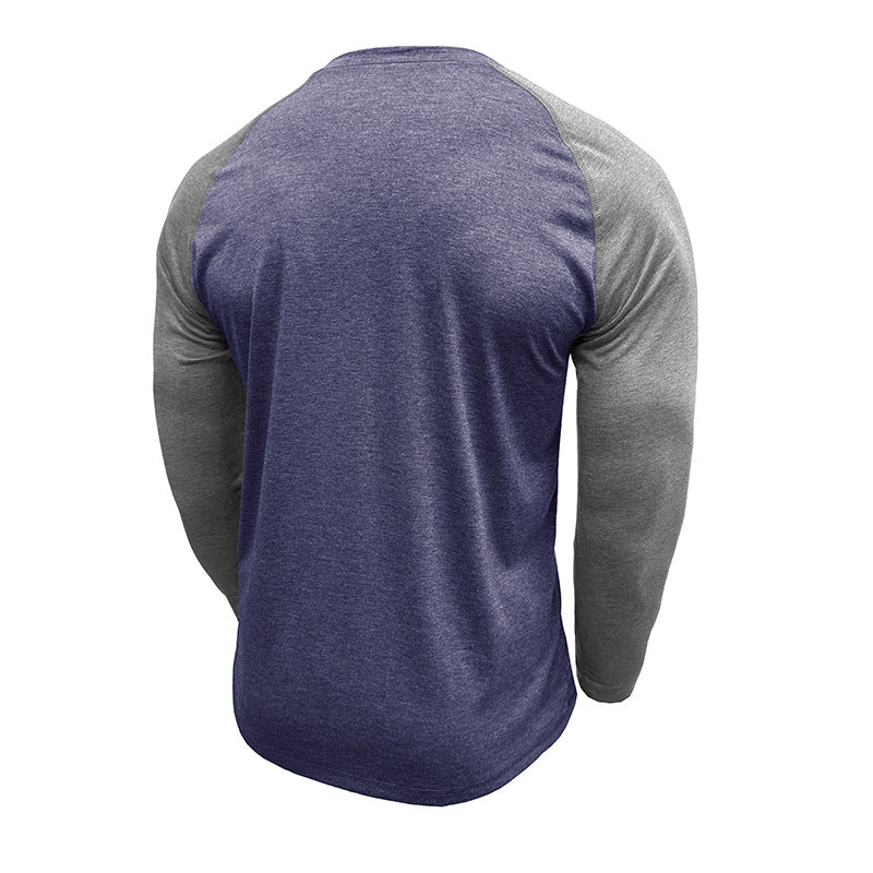 New long-sleeved round neck T-shirt, loose large size bottoming shirt, men's casual raglan sleeve top