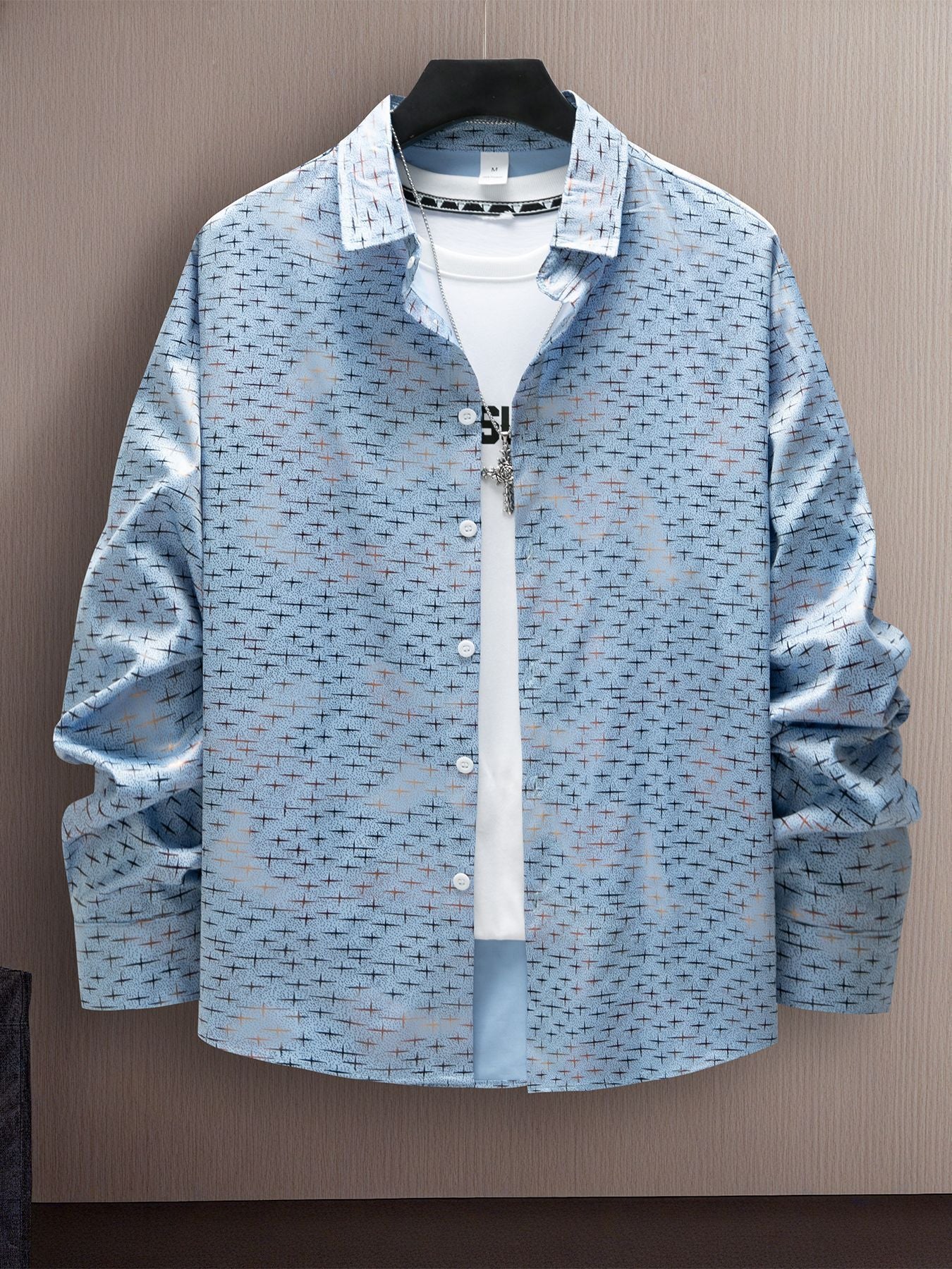 Hot-selling fashion star hot stamping print casual long-sleeved shirt