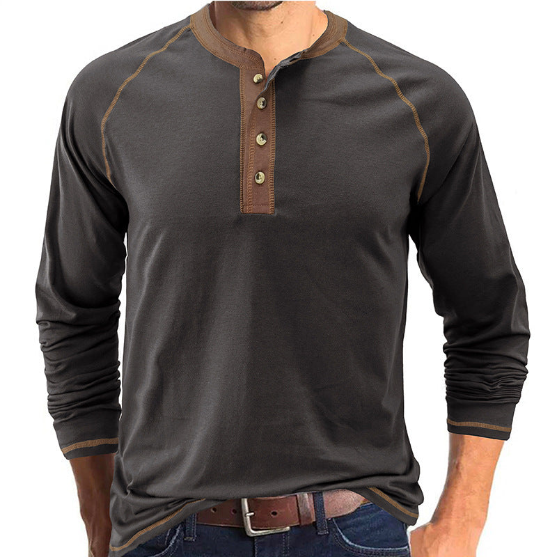 Men's long-sleeved round neck T-shirt, men's base shirt, men's T-shirt