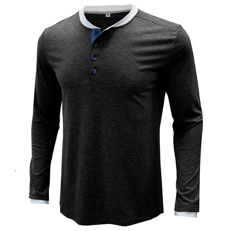 Men's long sleeve round neck t-shirt men's bottoming shirt men's henley t-shirt clothes