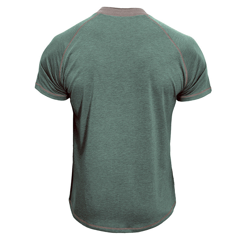 Men's short-sleeved round neck T-shirt Men's T-shirt color-blocking top