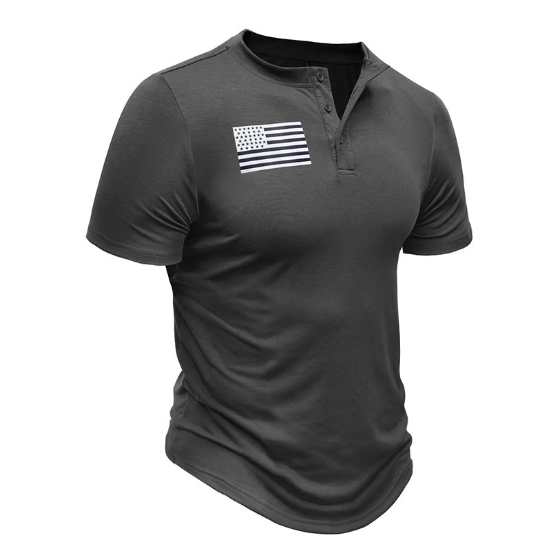 Men's casual button short-sleeved outdoor sports T-shirt Men's military tactical shirt