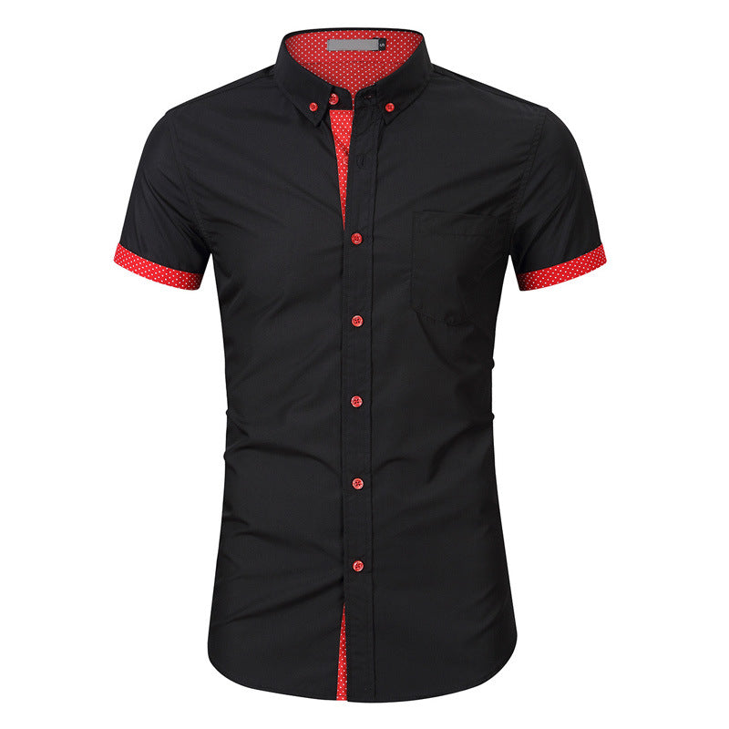 Men's short-sleeved shirts with contrasting colors and broken dots