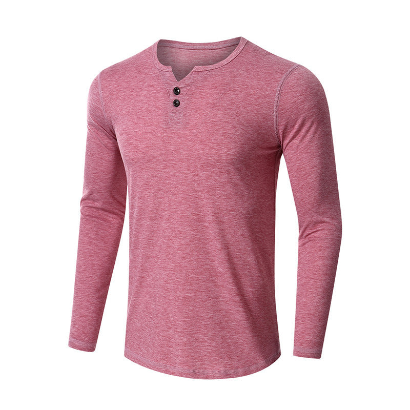 New Men's T-shirt Long Sleeve Bottoming Shirt Men's Solid Color T-shirt Autumn and Winter Clothes