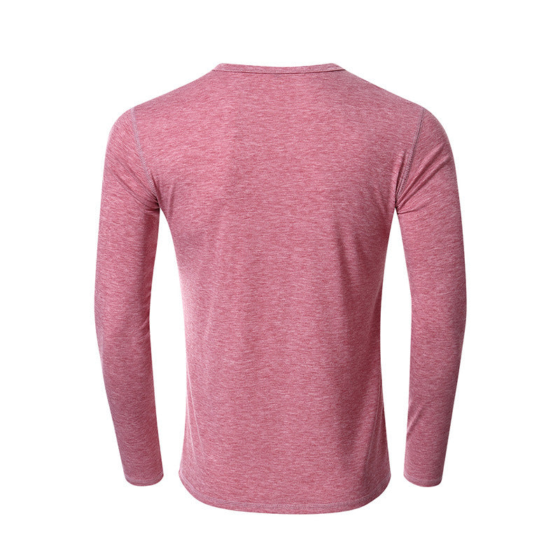 New Men's T-shirt Long Sleeve Bottoming Shirt Men's Solid Color T-shirt Autumn and Winter Clothes