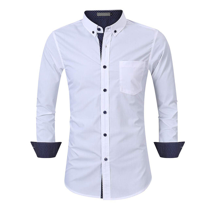 New autumn and winter men's shirts Men's lapel cotton shirts Long-sleeved shirts