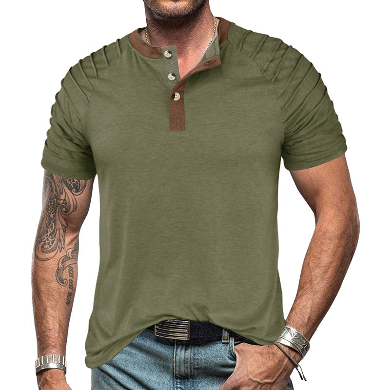 Summer men's short-sleeved T-shirt men's color matching T-shirt tops