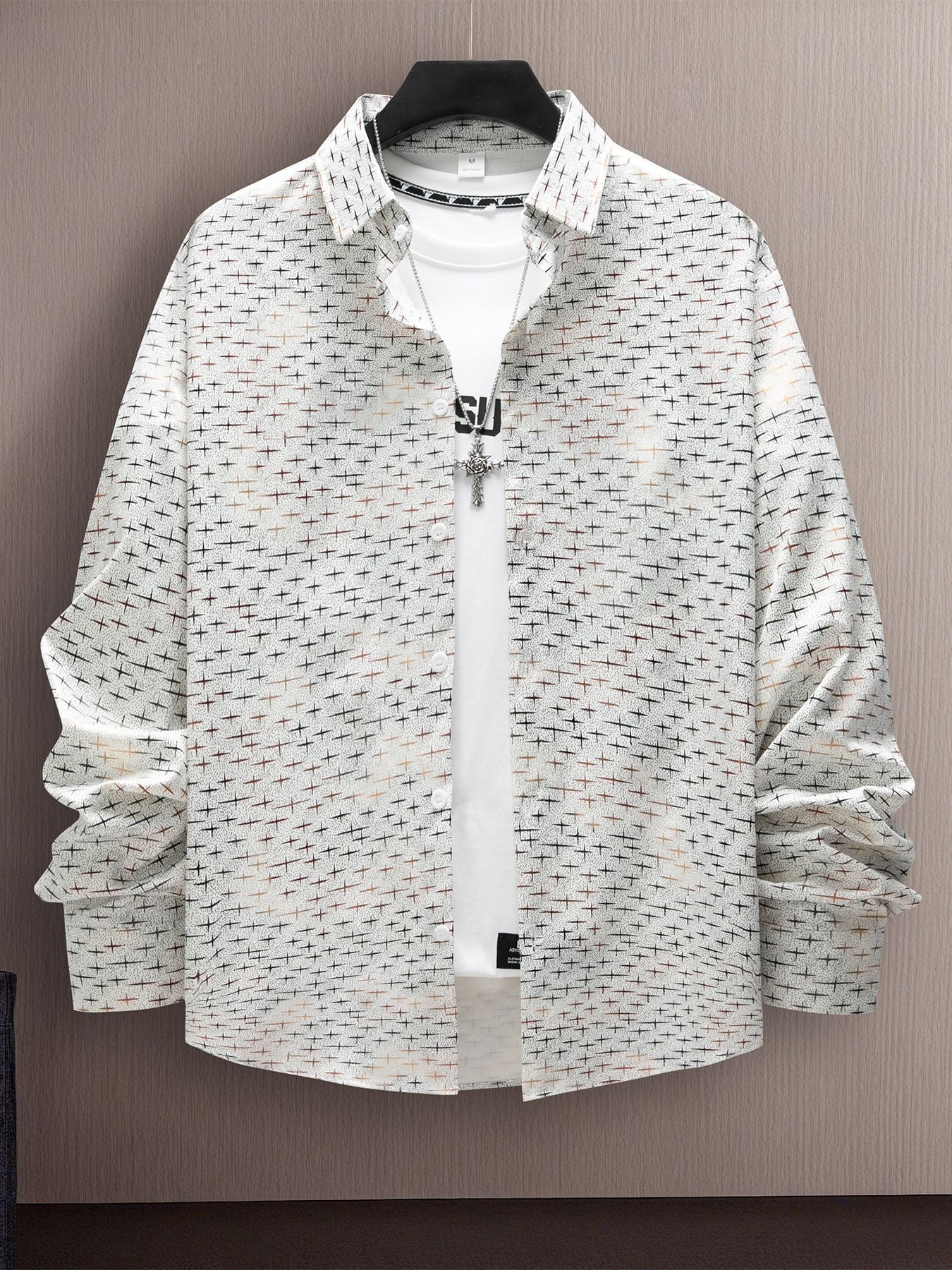 Hot-selling fashion star hot stamping print casual long-sleeved shirt